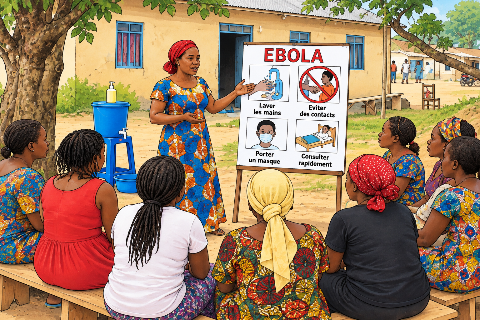 Illustration einer Schulung zur Ebola-Prävention (KI-generiert)