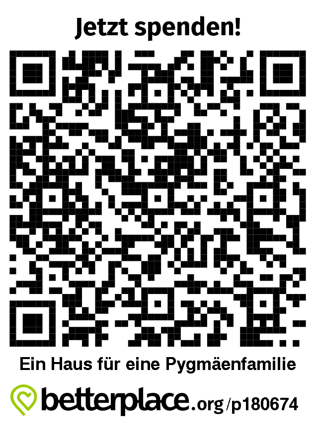 Spenden-QR-Code für ein Haus für eine Pygmäenfamilie